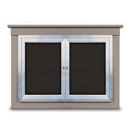 United Visual Products 60"x36" 2-Door Enclosed Letterboard, Grey Felt/Lt Oak UV2625O-LTOAK-GREY